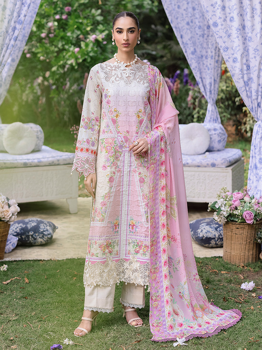 RAJBARI Printkari Sehiffli Exclusive Embroidered Unstitched 3pcs