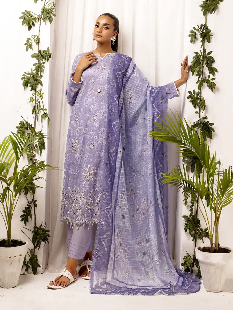 Printkari By Nur Embroidered Printed Lawn Unstitched 3pcs