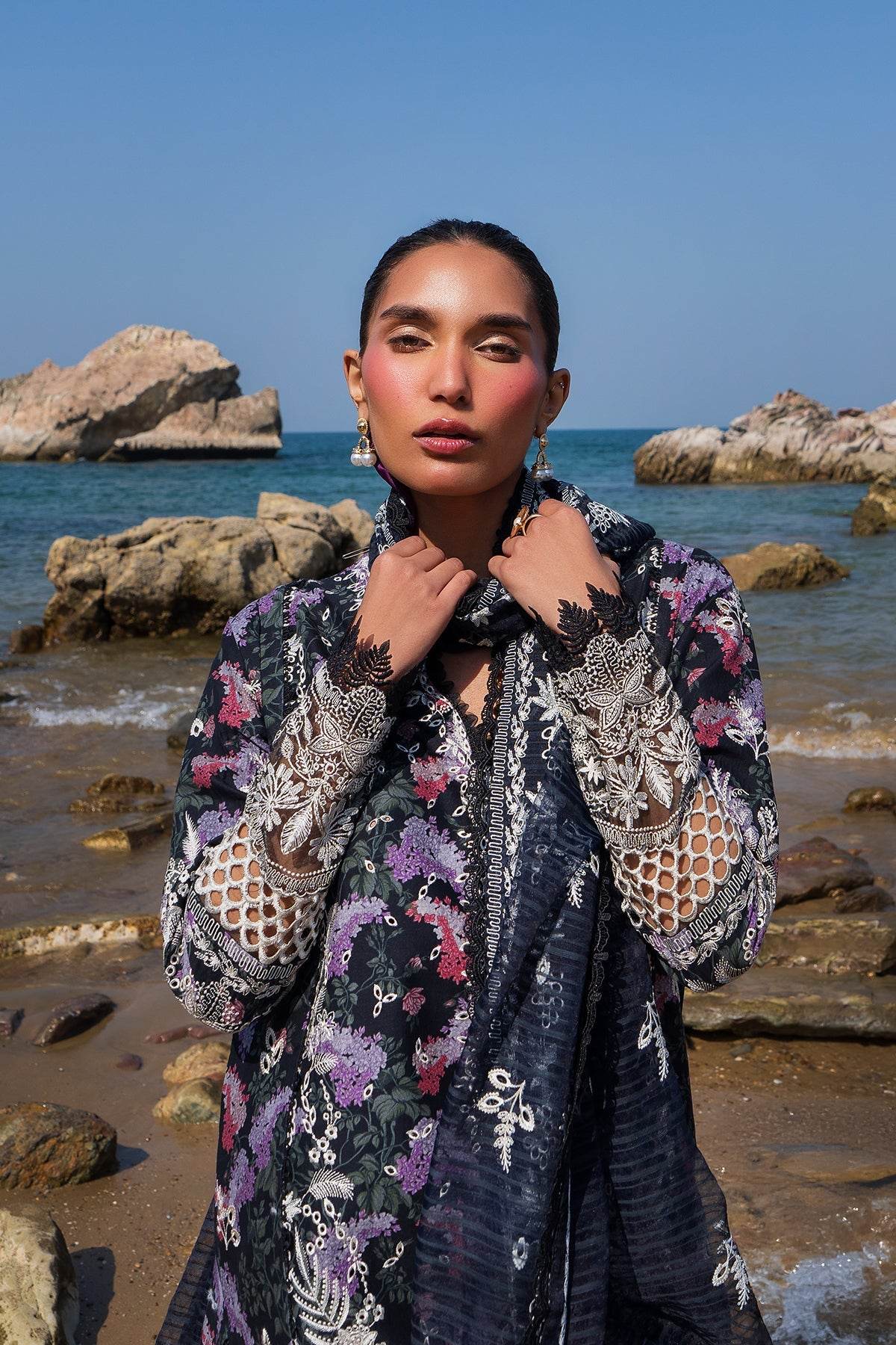AFROZEH Endless Summer'25 Embroidered Printed Lawn 3pcs - Jotey