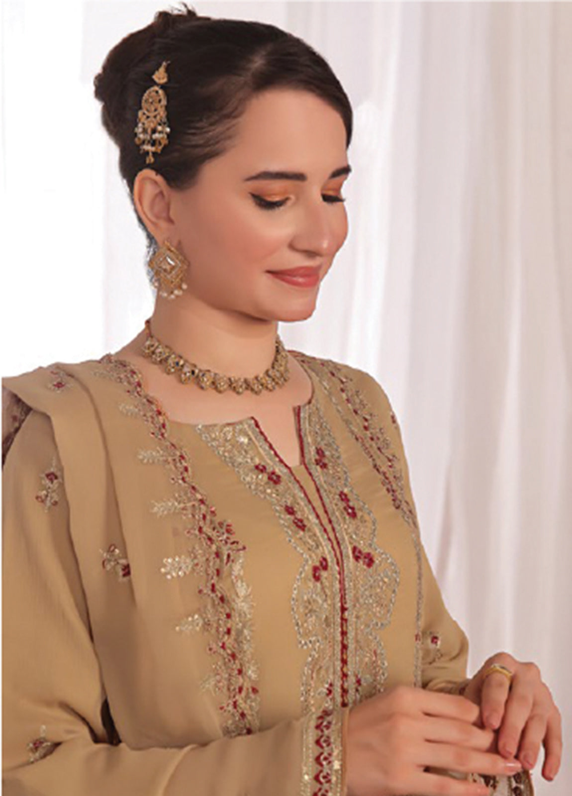 Nura Luxury Embroidered Chiffon Semi-Stitched 3pcs