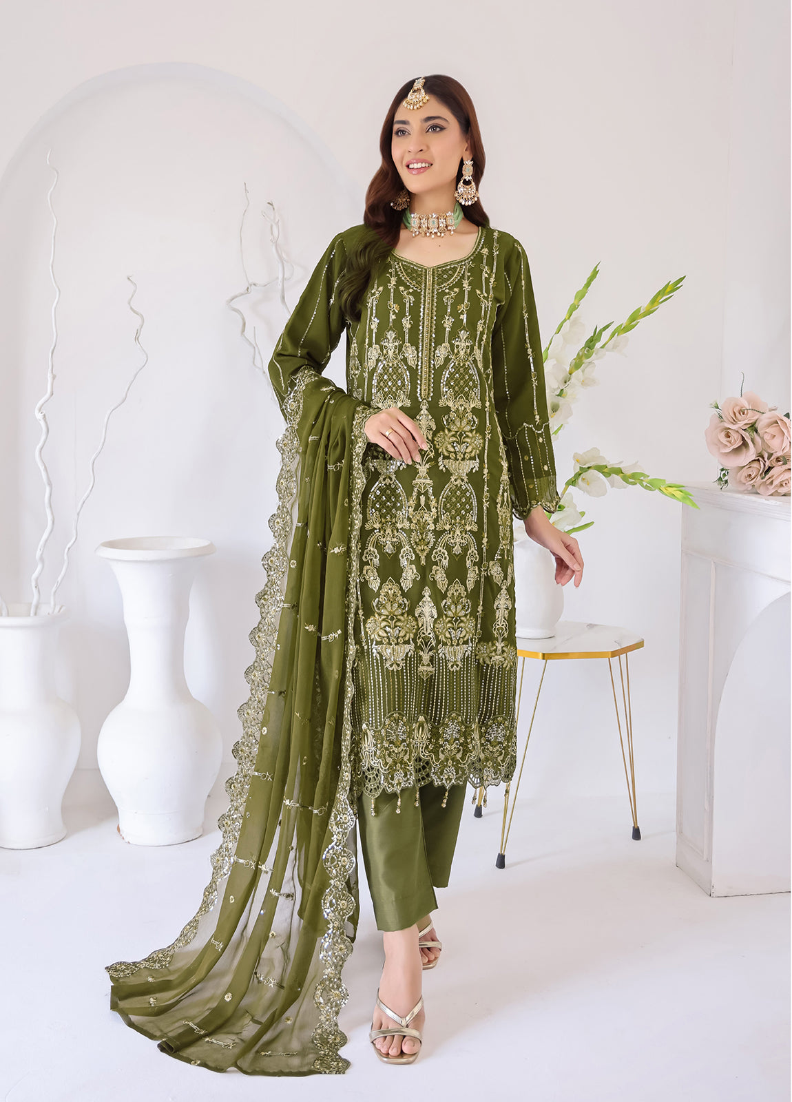 Zahikah By Bin Hameed Luxury Embroidered Chiffon Untitched 3pcs