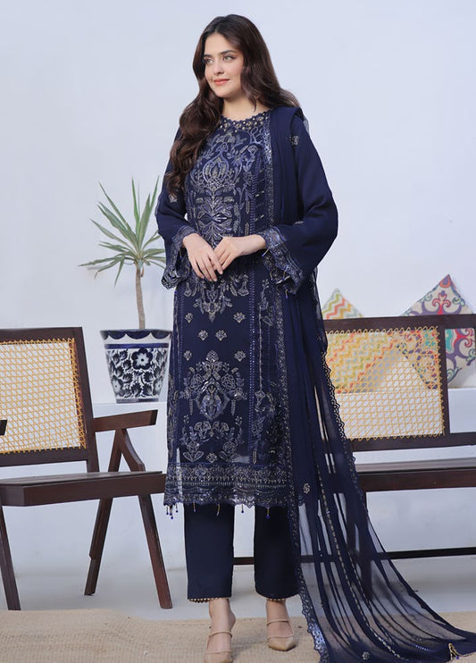 BIN KHALID Shehnai Formal Chiffon Embroidered Semi-Stitched 3pcs
