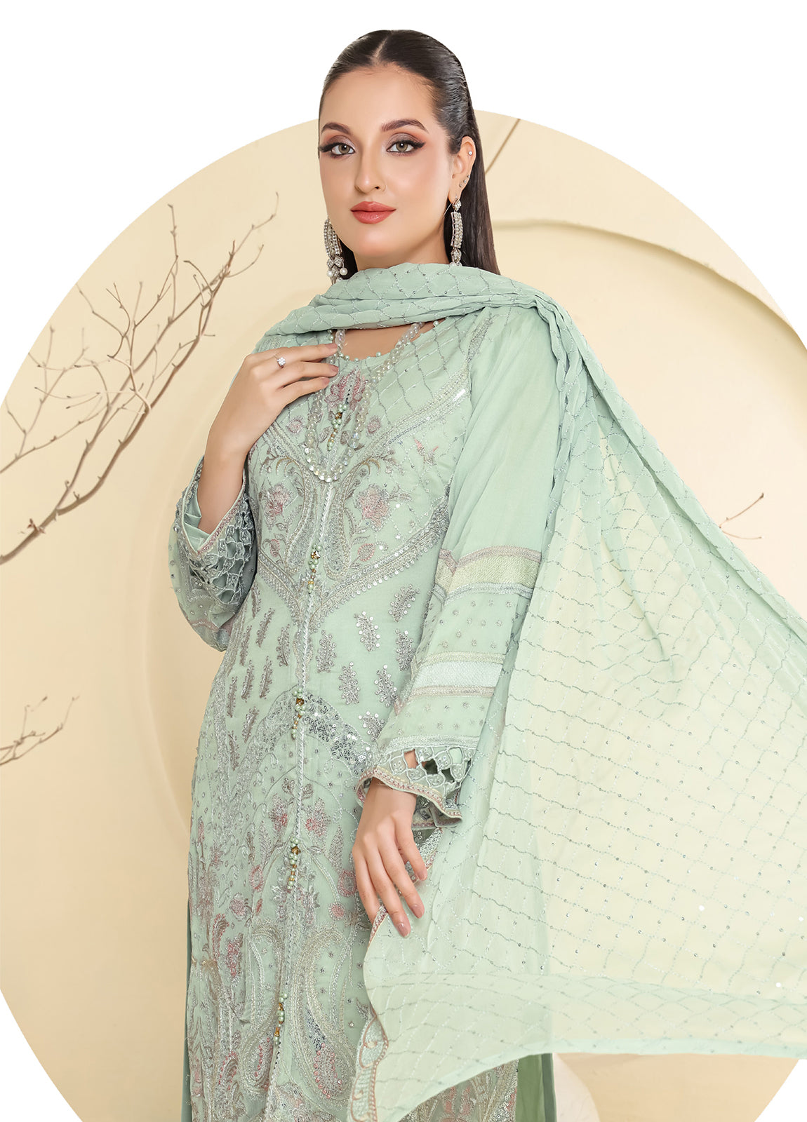 Raise By Bin Hameed Luxury Embroidered Chiffon Unstitched 3 Piece