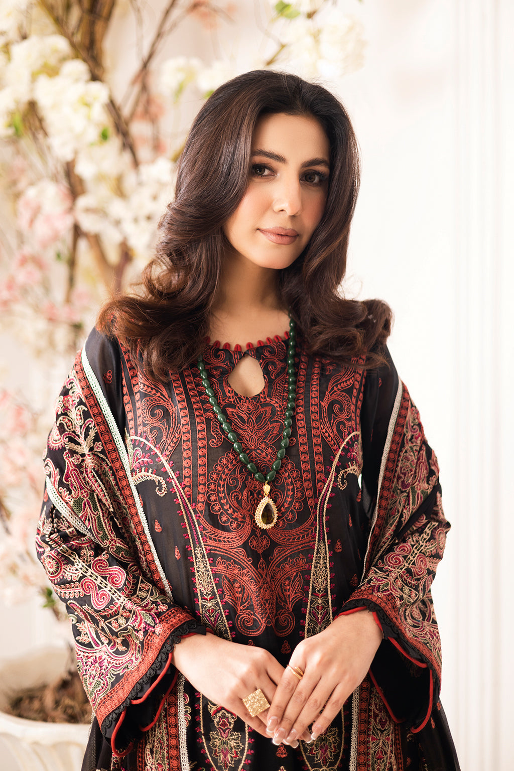 Johra Gold Swiss Voil Heavy Embroidered Lawn Unstitched 3Pcs