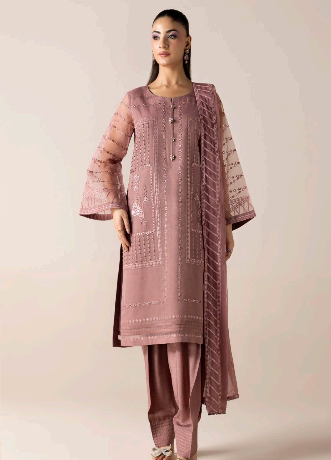 Aurapret By Zebtan Embroidered Organza Stitched 3 Piece