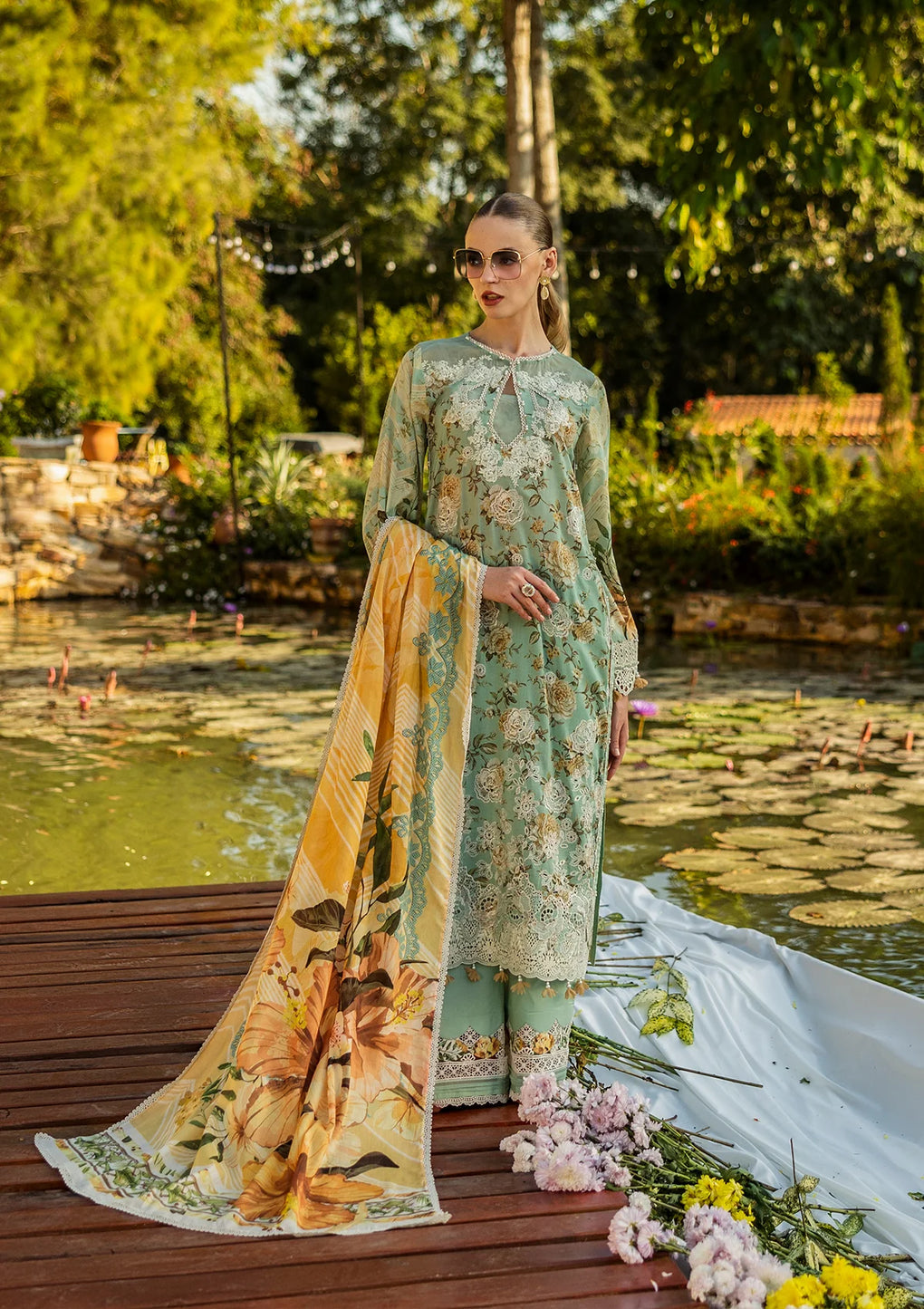 Elaf Print Chikankari Unstitched Lawn 3pcs