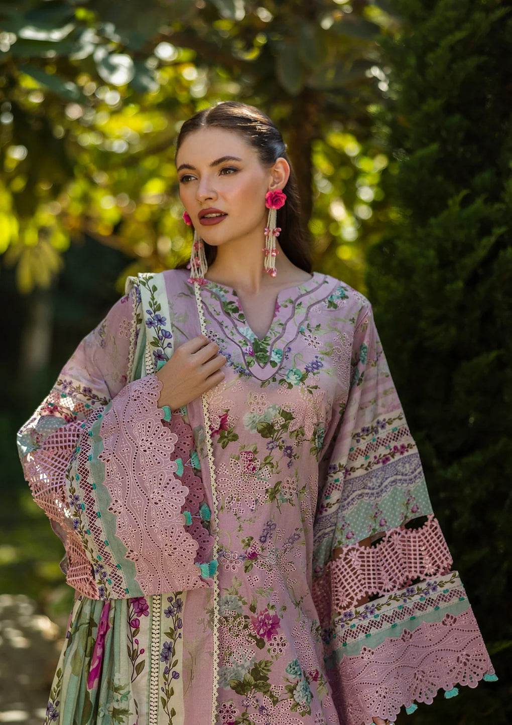 Elaf Print Chikankari Unstitched Lawn 3pcs - Jotey
