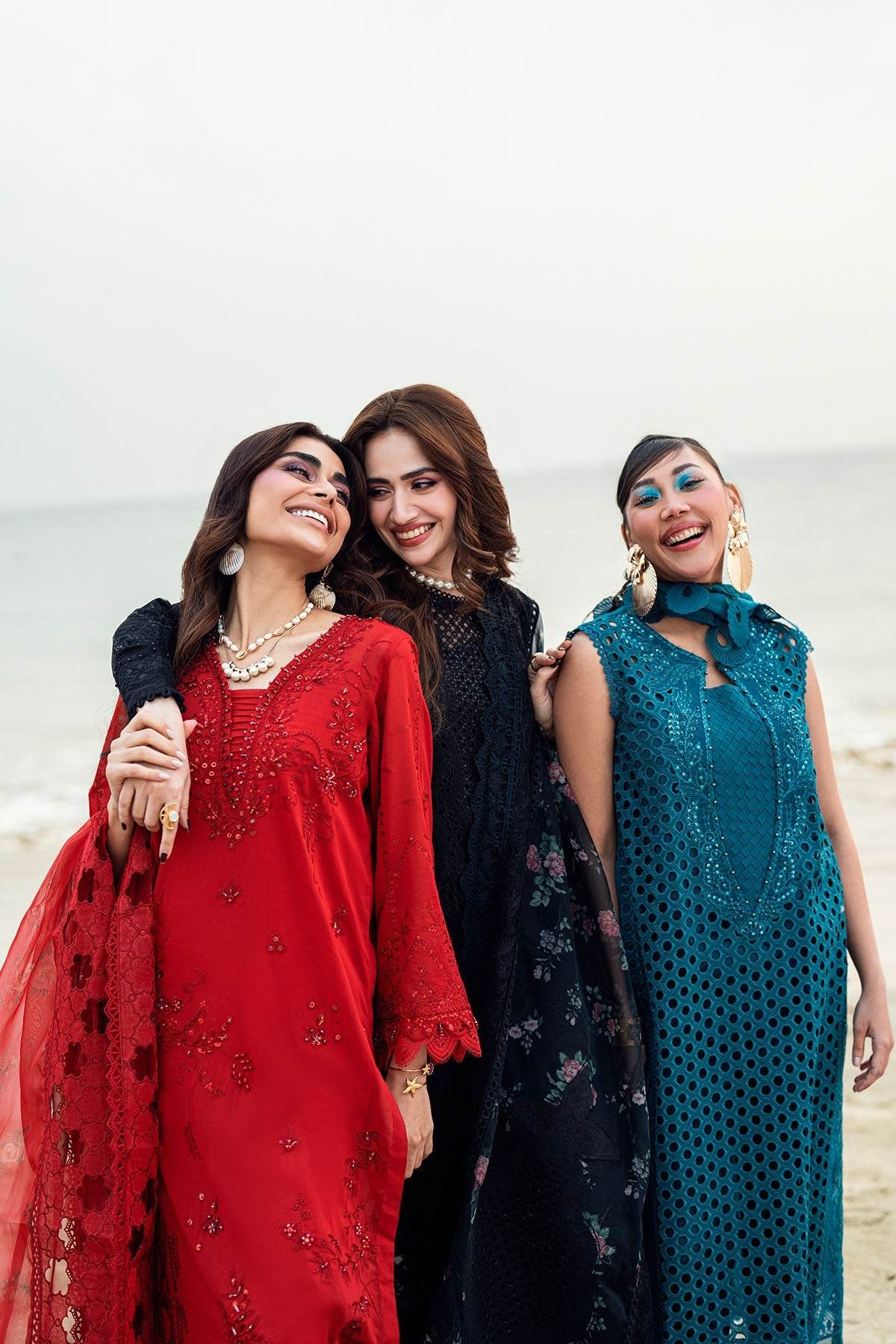 Nureh Khuwab Ebroidered & Embellished Swiss Voil Unstitched 3pcs - Jotey