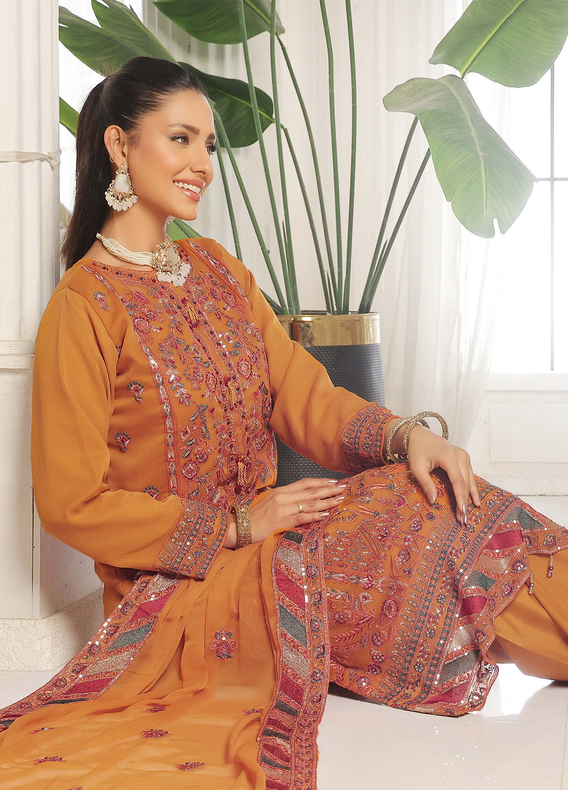 Darshan By Bin Hameed Luxury Embroidered Chiffon Semi-Stitched 3 Piece