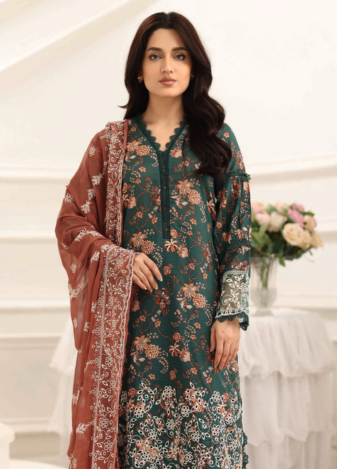 Shamna By Johra Embroidered Chikankari Printed Lawn Unstitched 3Pcs