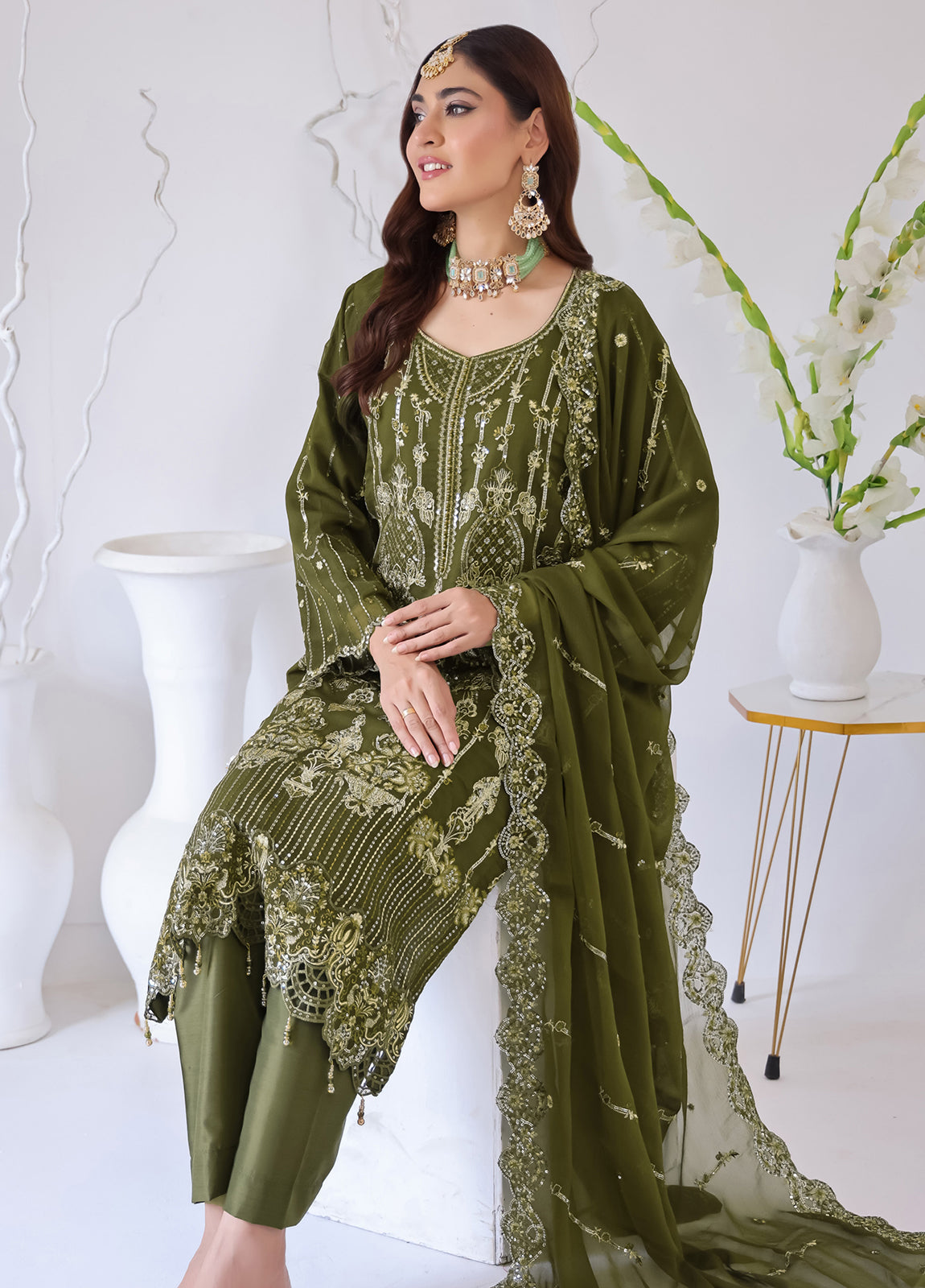 Zahikah By Bin Hameed Luxury Embroidered Chiffon Untitched 3pcs