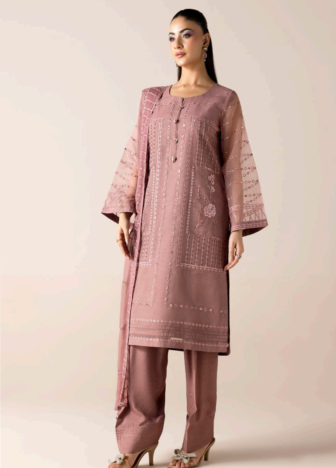 Aurapret By Zebtan Embroidered Organza Stitched 3 Piece