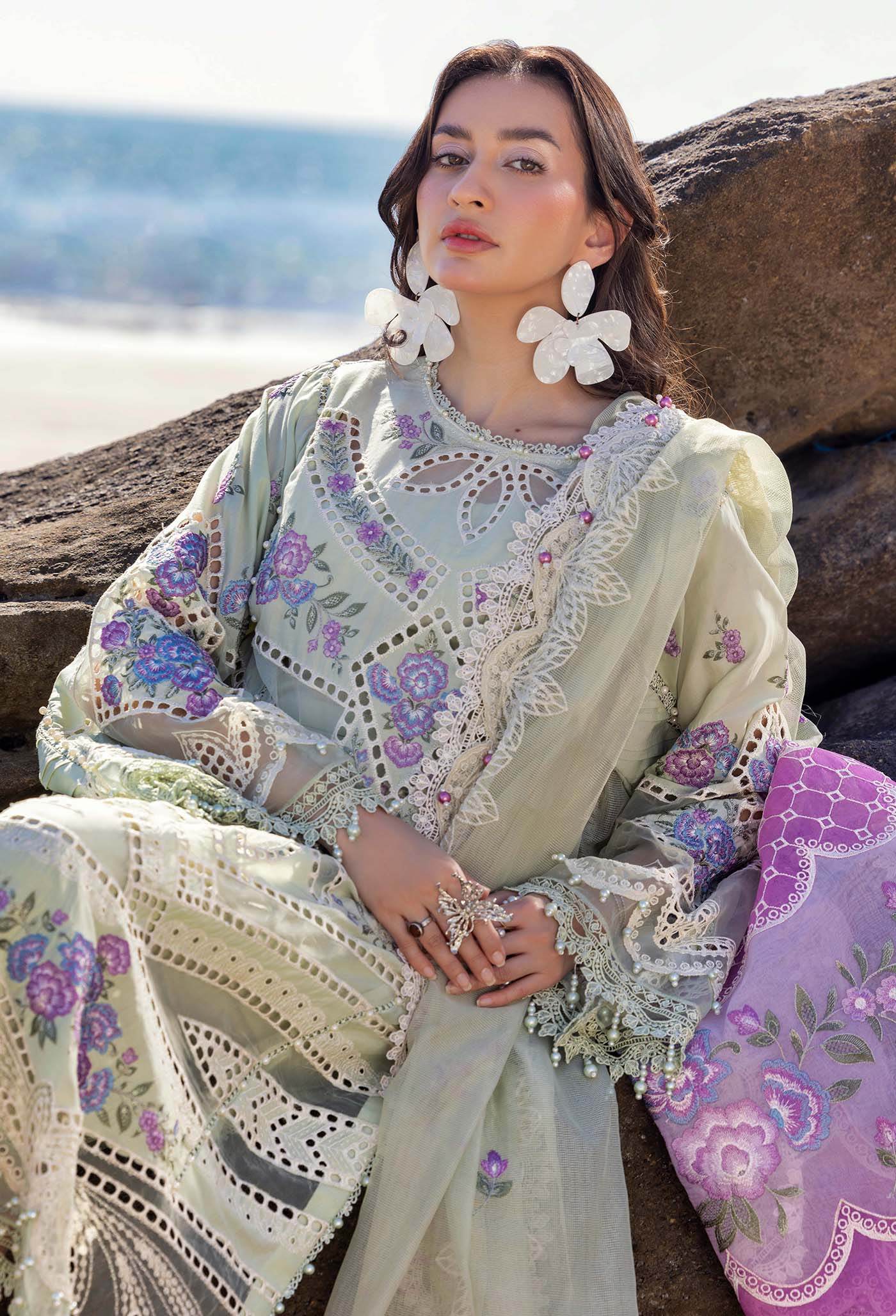 Adans Libas Lasserkari Embroidered Premium Lawn Unstitched 3 Piece - Jotey
