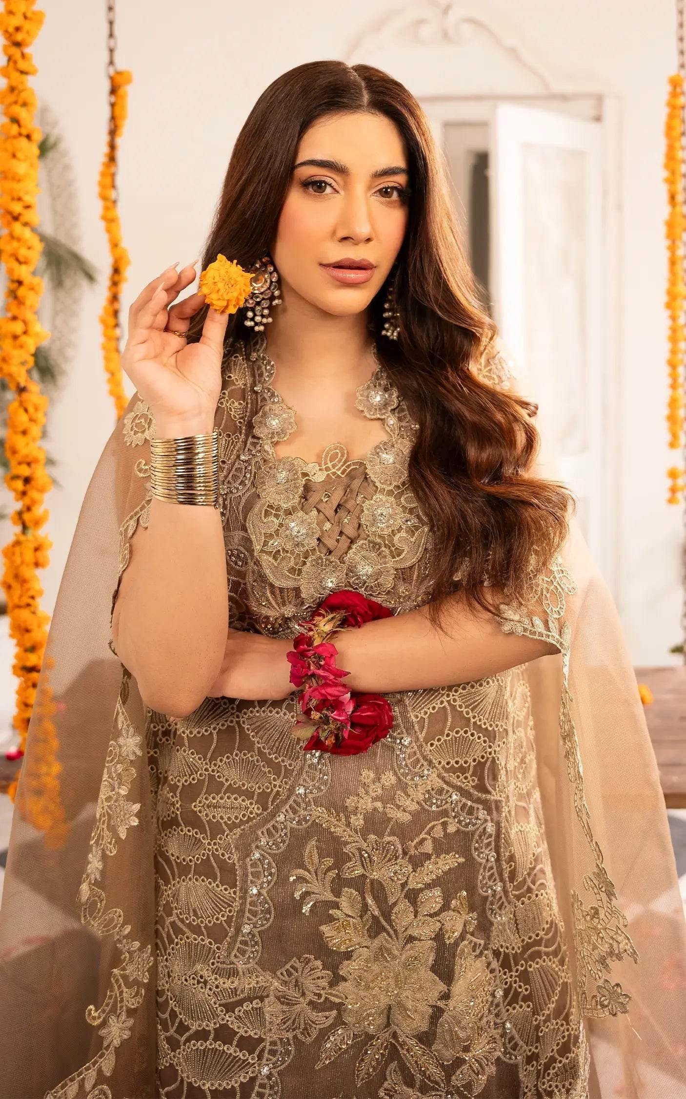 Eid Festive By Asifa And Nabeel Vol-01 Embroidered Zari Net Unstitched 3pcs - Jotey