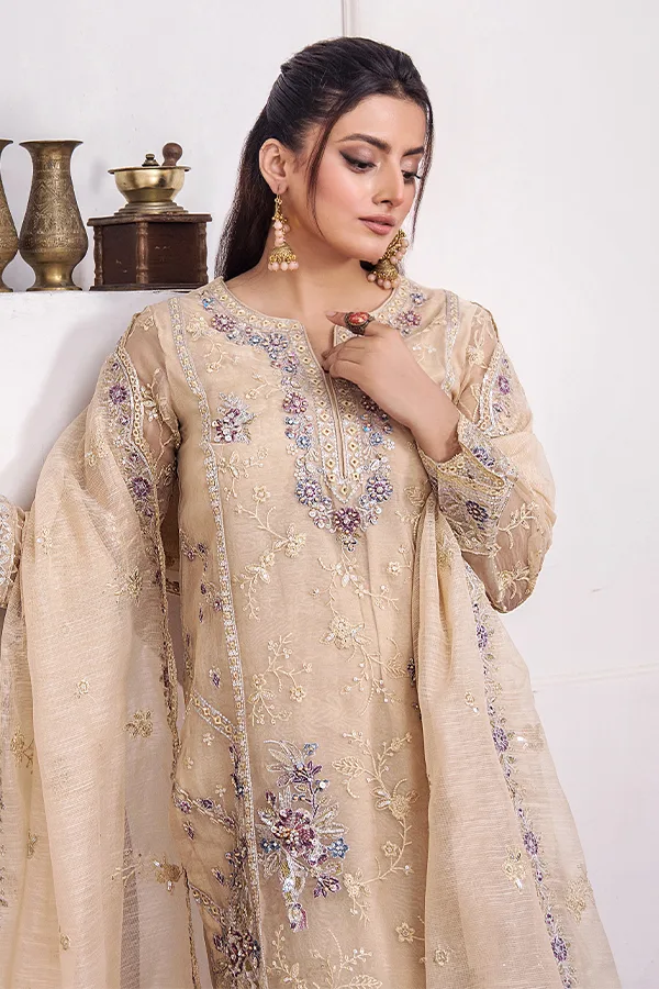 ZA Clothes MUZAYYAN Embroidered Organza Ready to wear 3pcs