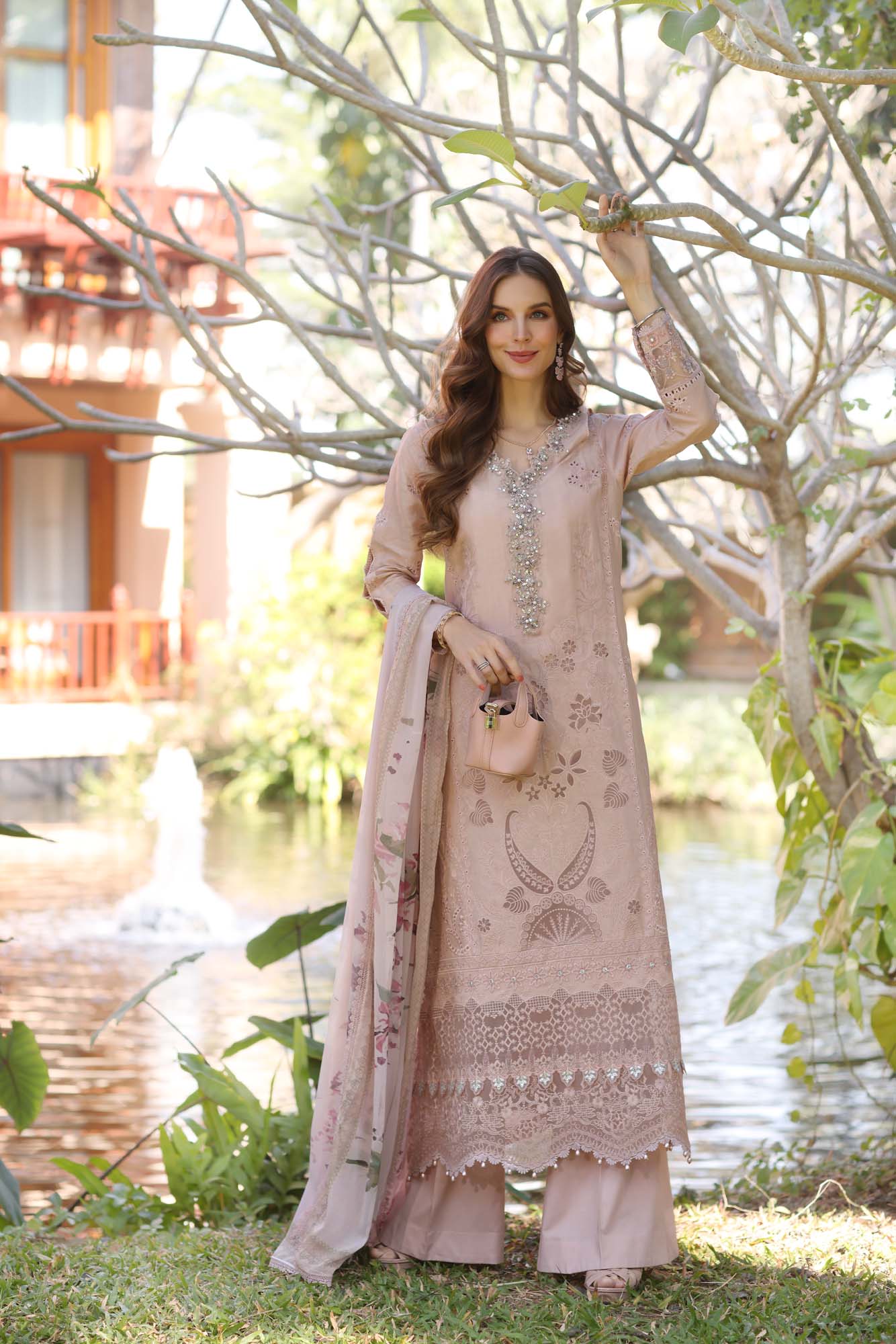 Noor By Saadia Asad Eid Luxury Handwork Laserkari'25 Unstitched 3pcs