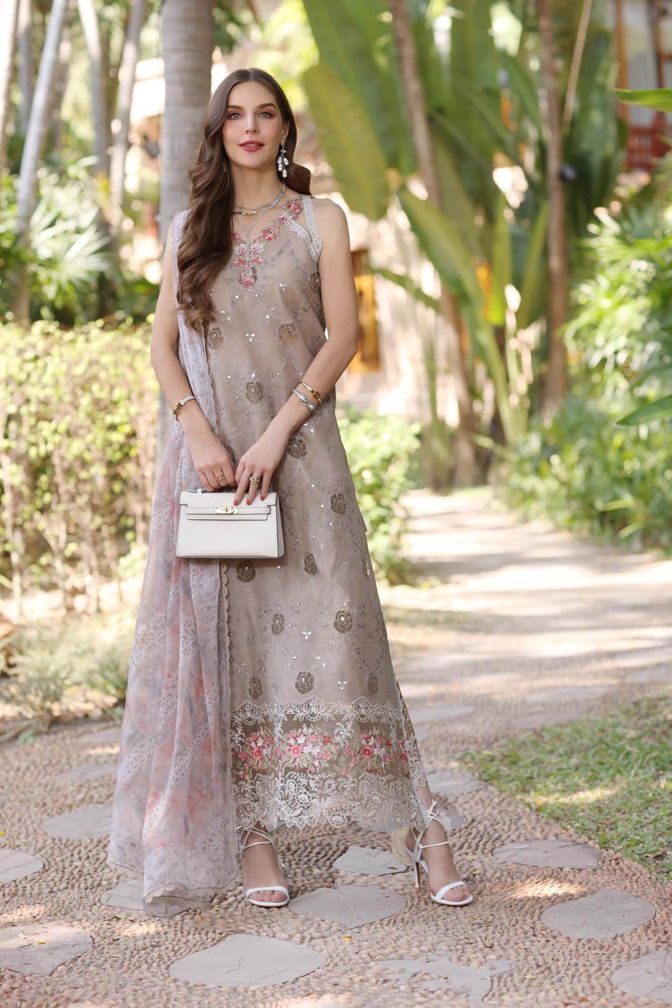 Noor By Saadia Asad Eid Luxury Handwork Laserkari'25 Unstitched 3pcs - Jotey