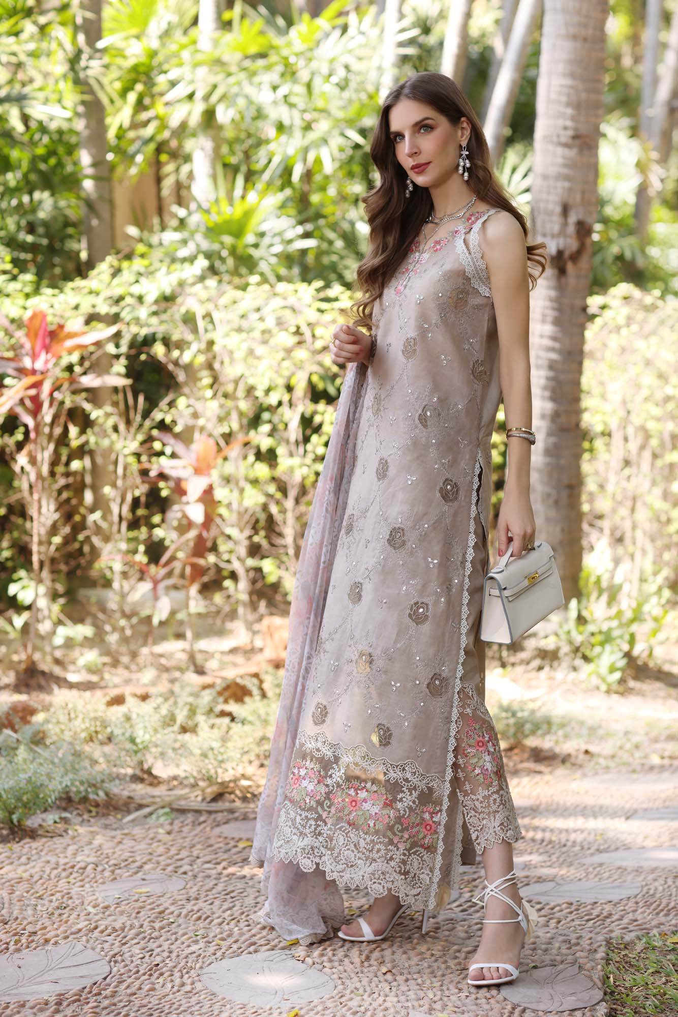 Noor By Saadia Asad Eid Luxury Handwork Laserkari'25 Unstitched 3pcs - Jotey