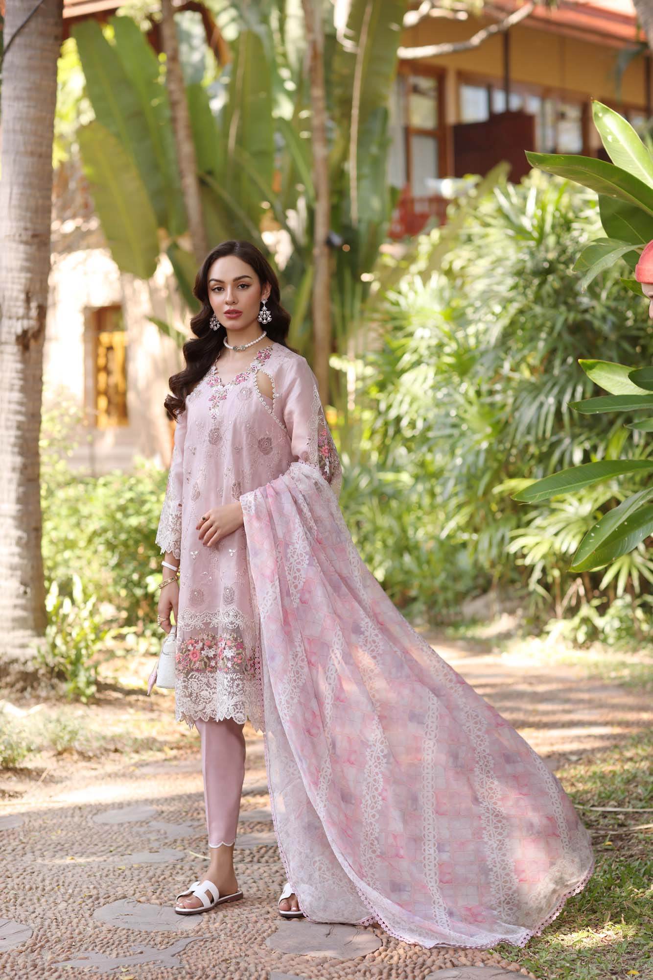 Noor By Saadia Asad Eid Luxury Handwork Laserkari'25 Unstitched 3pcs - Jotey