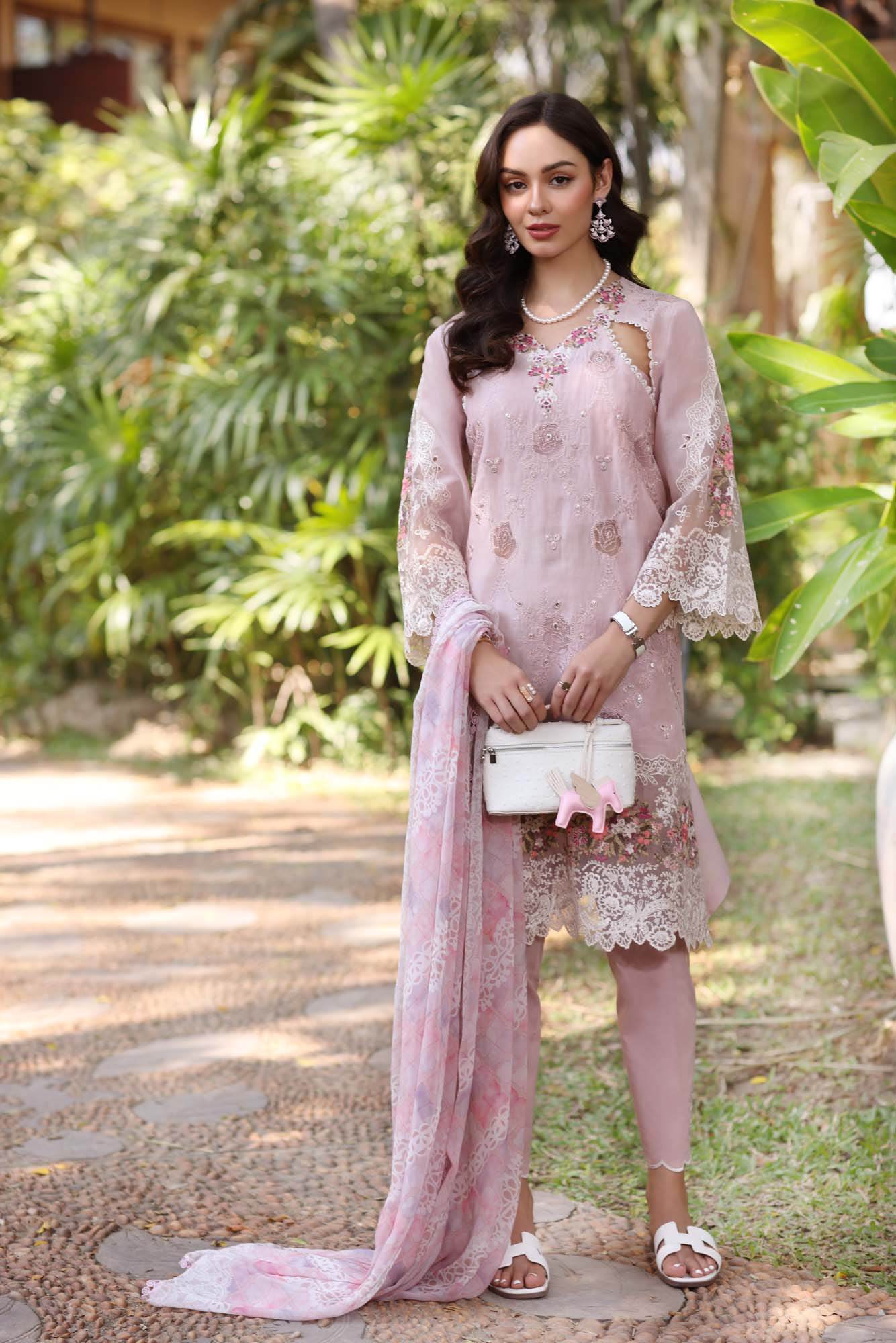 Noor By Saadia Asad Eid Luxury Handwork Laserkari'25 Unstitched 3pcs - Jotey
