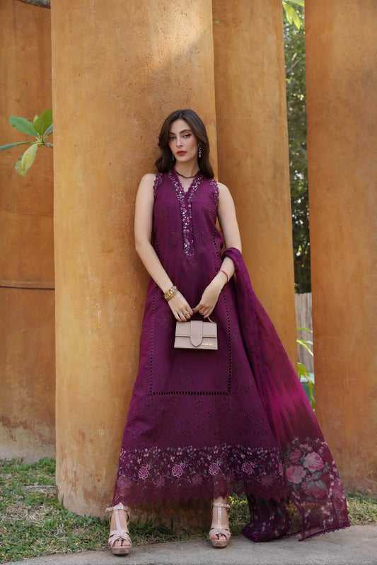 Noor By Saadia Asad Eid Luxury Handwork Laserkari'25 Unstitched 3pcs - Jotey