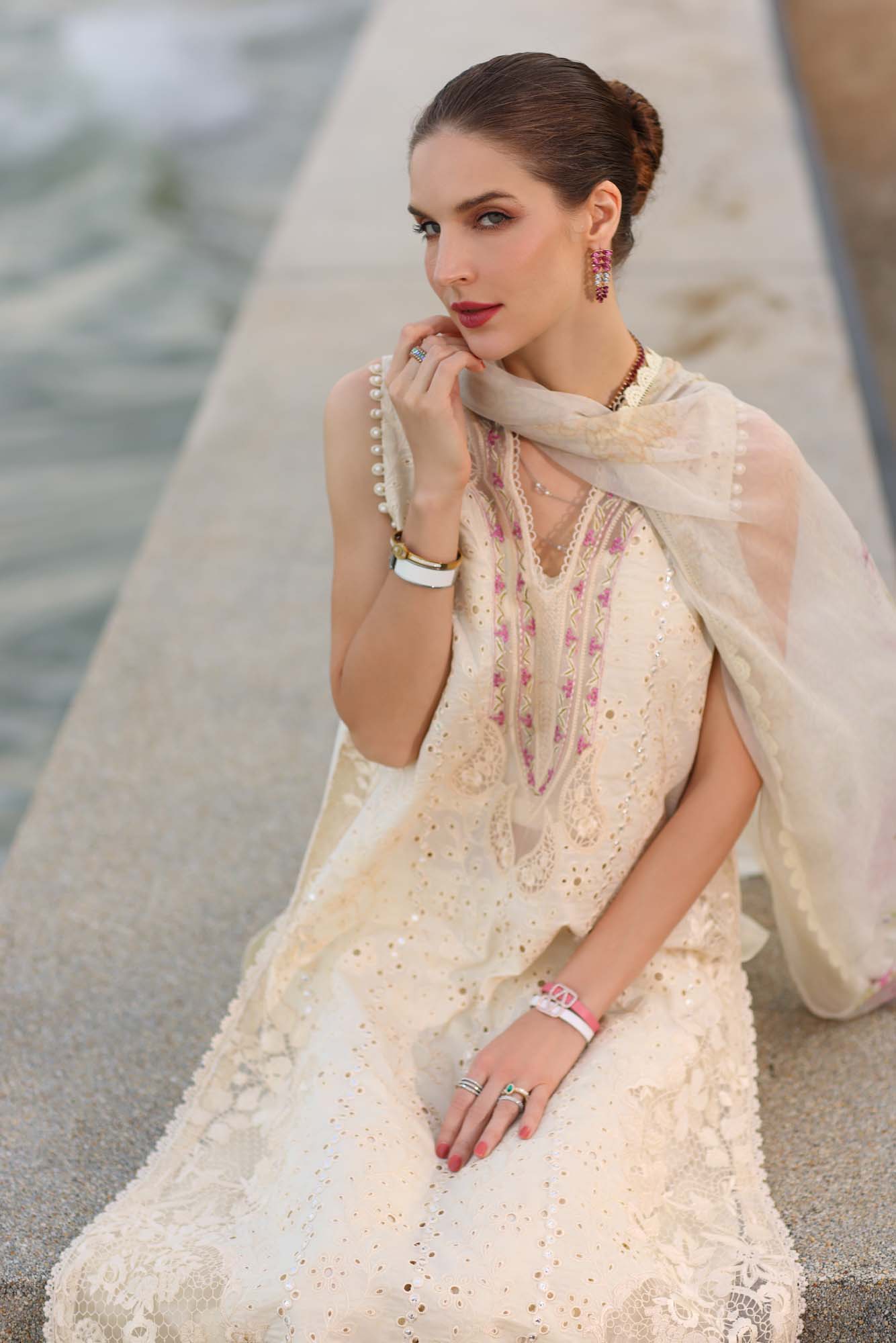 Noor By Saadia Asad Eid Luxury Handwork Laserkari'25 Unstitched 3pcs