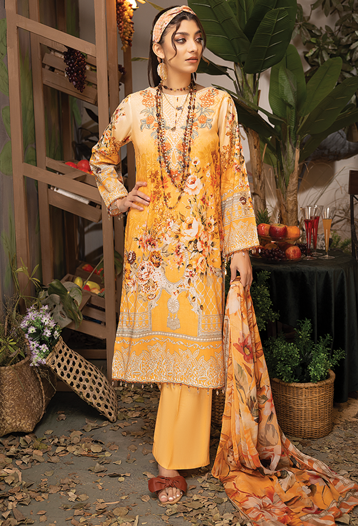 Adans Libas Summer Fantasy Stitched 3Pcs - Jotey