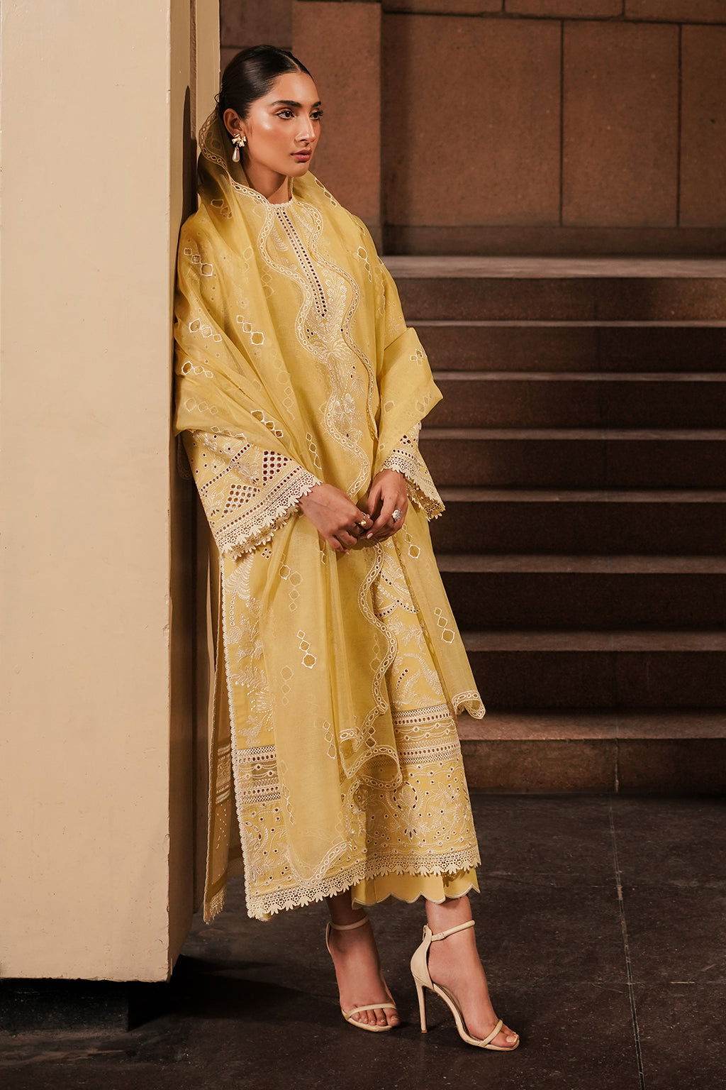 Afrozeh Festive Chikankari Embroidered Unstitched 3pcs - Jotey