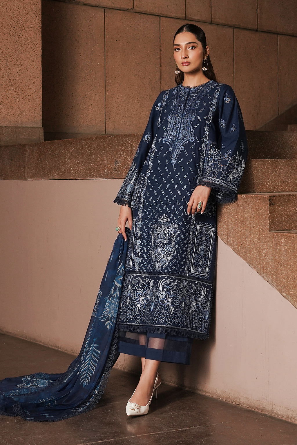 Afrozeh Festive Chikankari Embroidered Unstitched 3pcs - Jotey