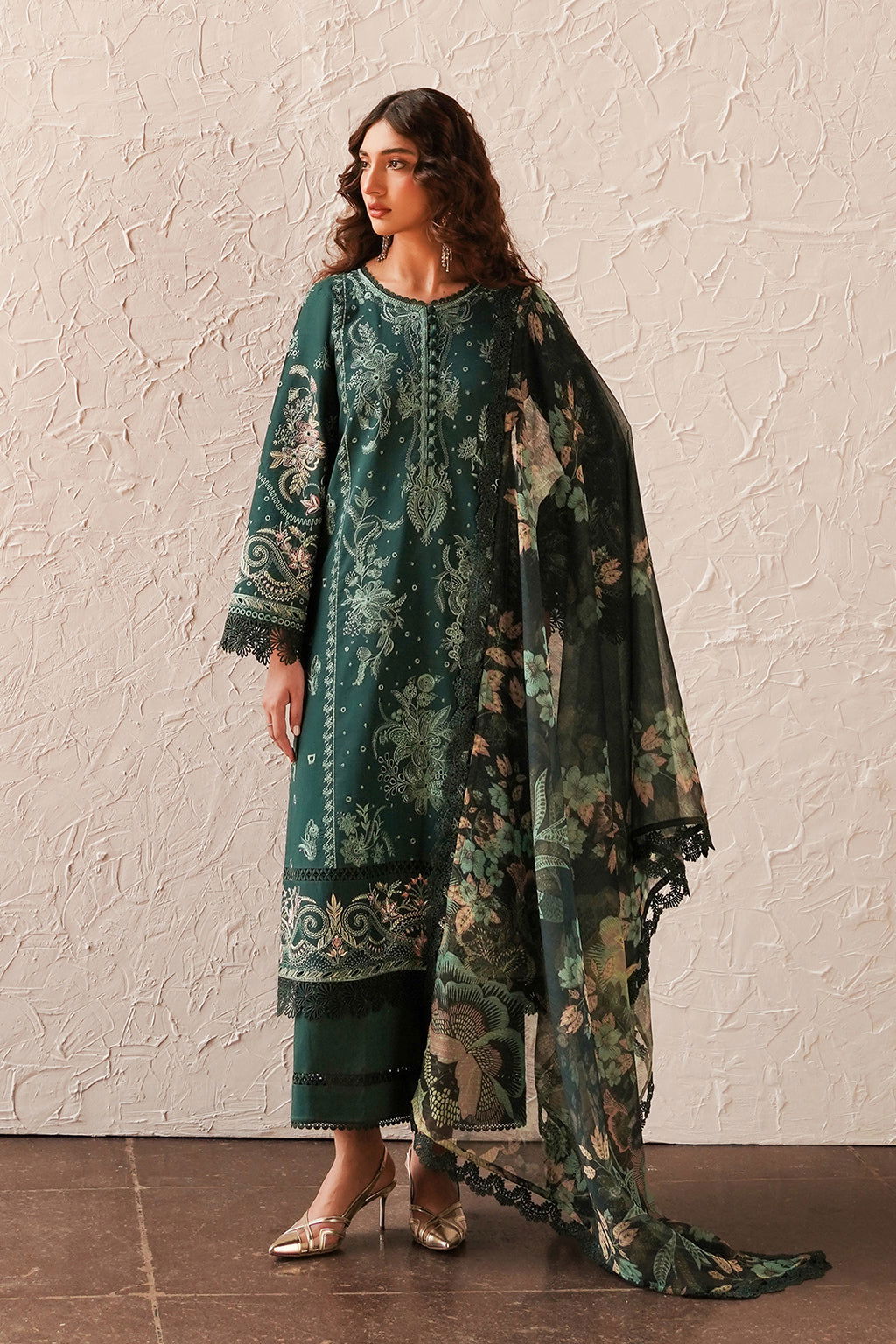 Afrozeh Festive Chikankari Embroidered Unstitched 3pcs - Jotey