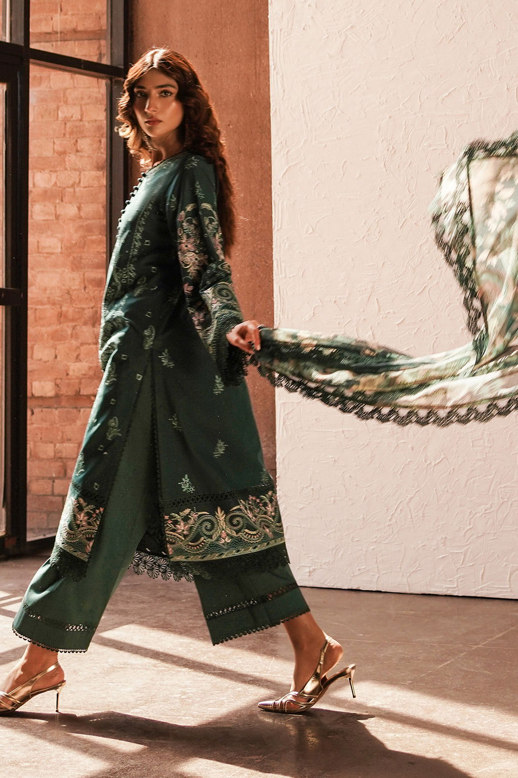 Afrozeh Festive Chikankari Embroidered Unstitched 3pcs - Jotey