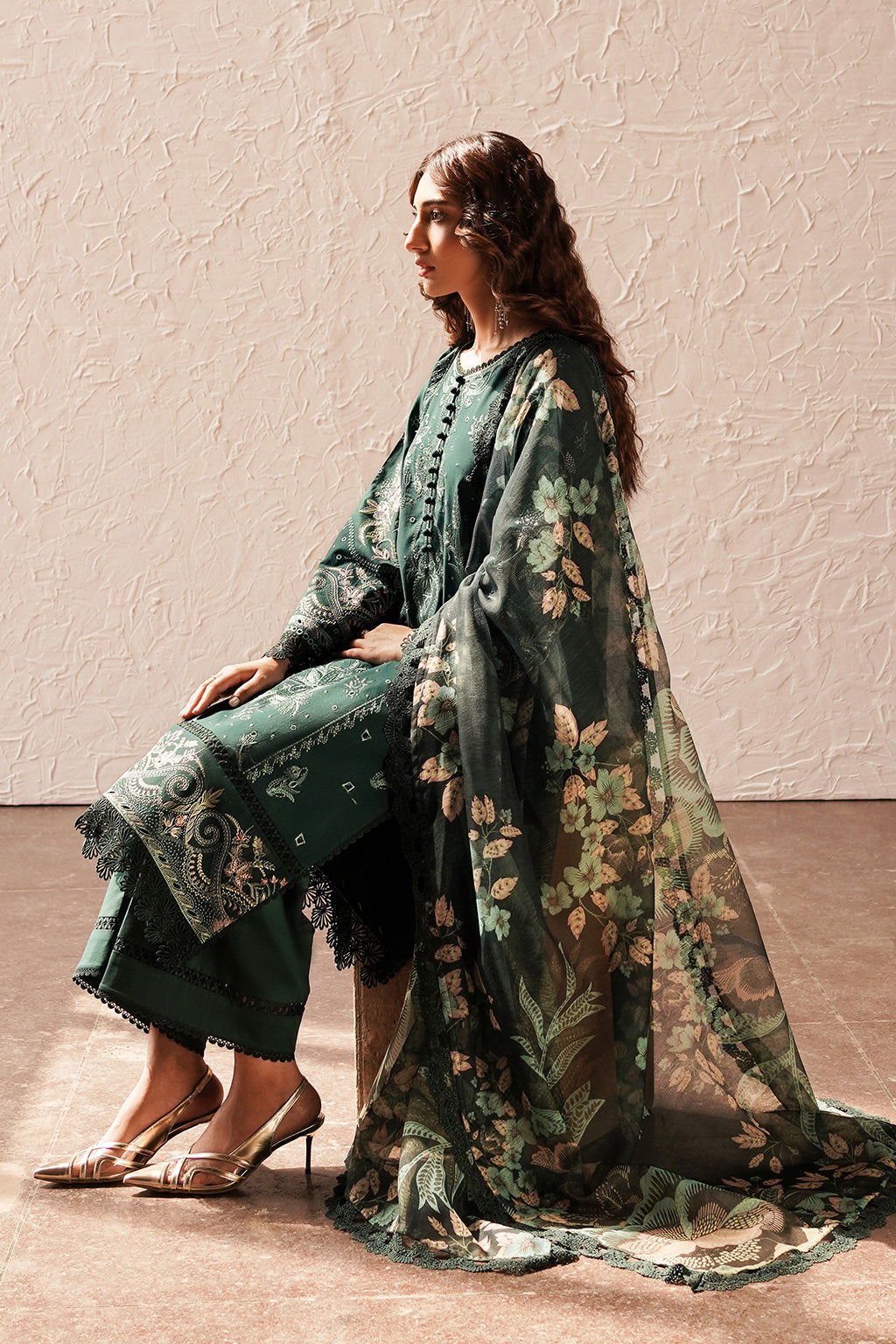 Afrozeh Festive Chikankari Embroidered Unstitched 3pcs - Jotey