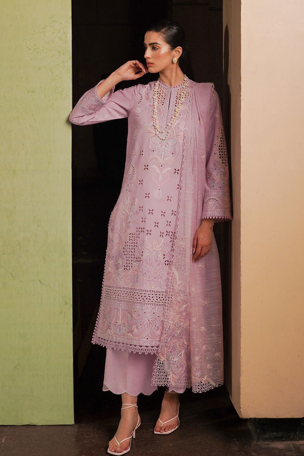 Afrozeh Festive Chikankari Embroidered Unstitched 3pcs - Jotey