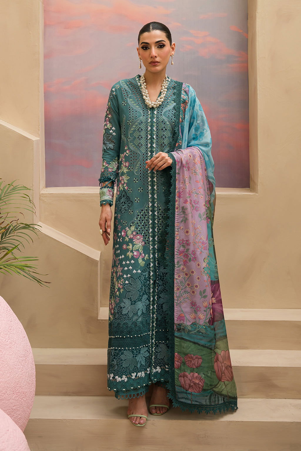 Afrozeh The Painted Garden Unstitched Lawn 3pcs - Jotey