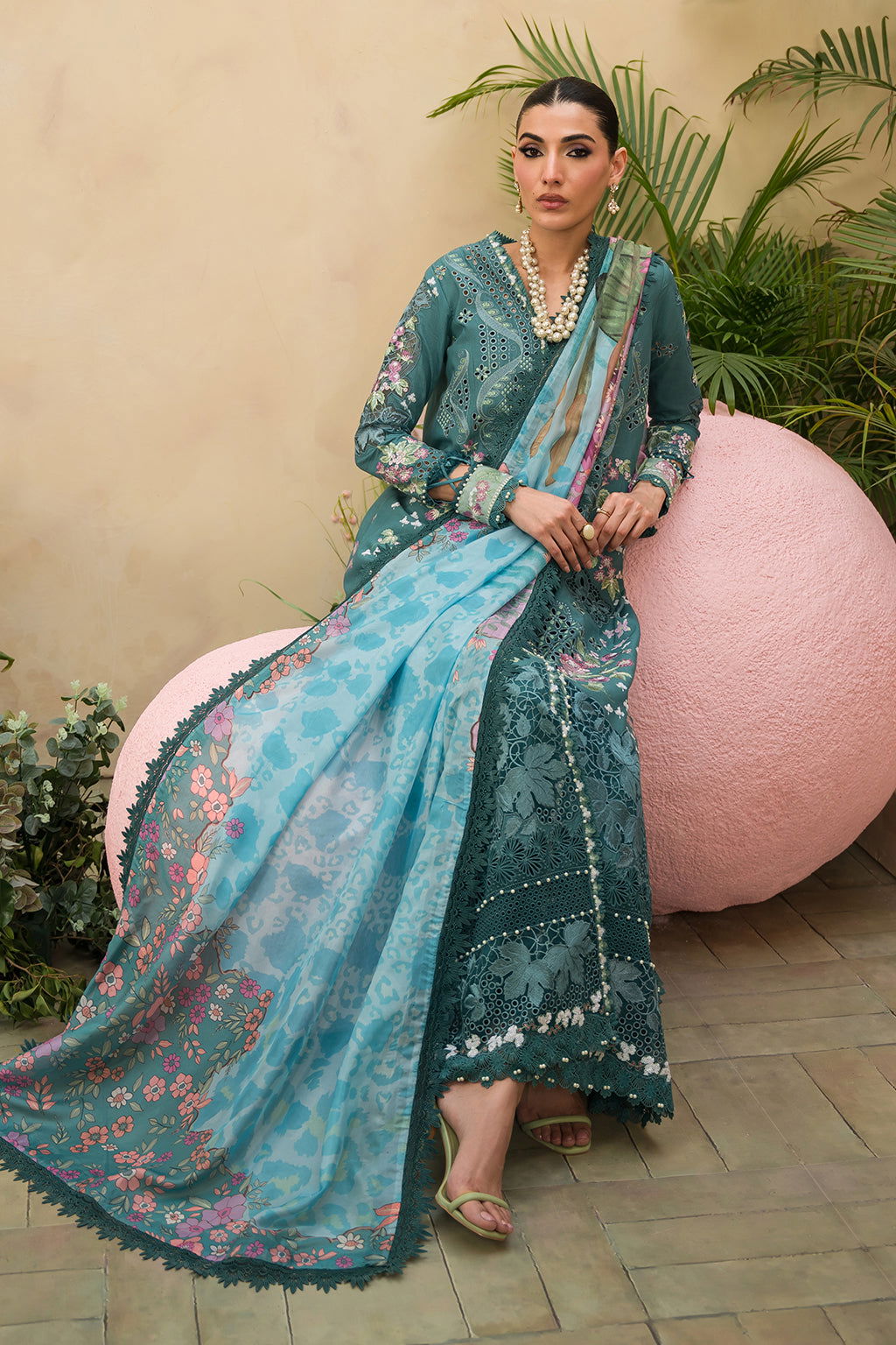 Afrozeh The Painted Garden Unstitched Lawn 3pcs - Jotey