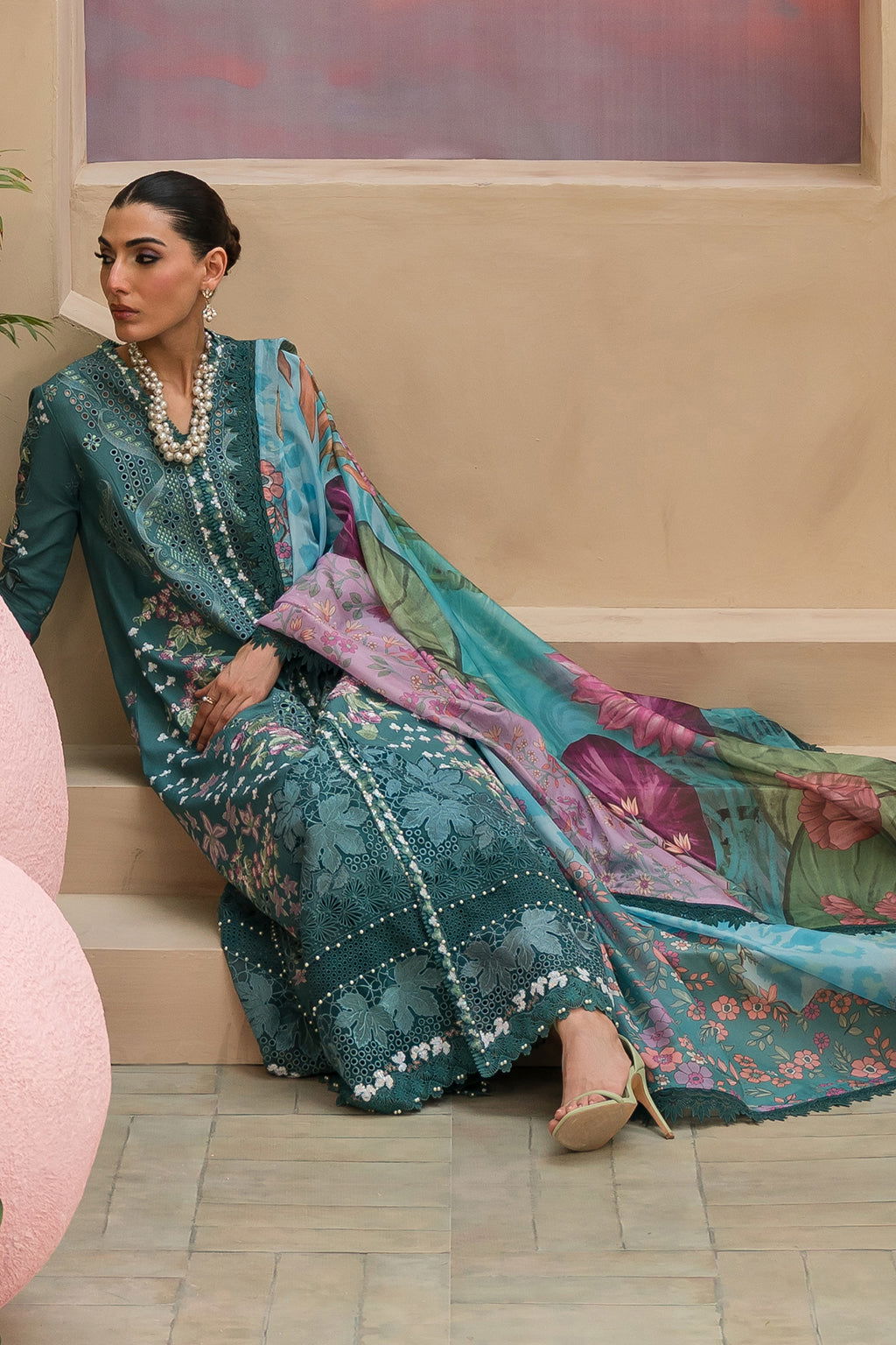 Afrozeh The Painted Garden Unstitched Lawn 3pcs - Jotey