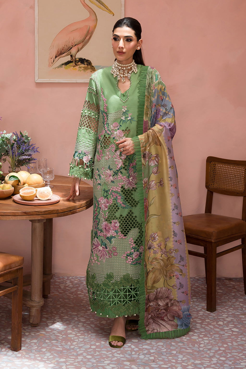Afrozeh The Painted Garden Unstitched Lawn 3pcs - Jotey