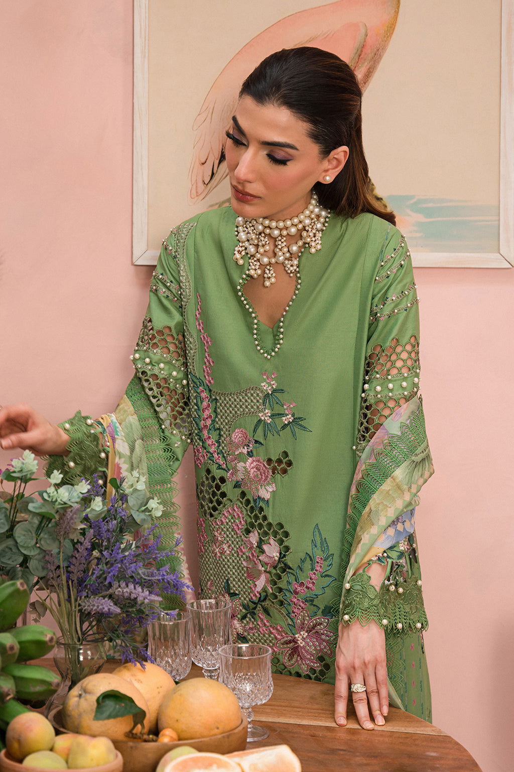 Afrozeh The Painted Garden Unstitched Lawn 3pcs - Jotey