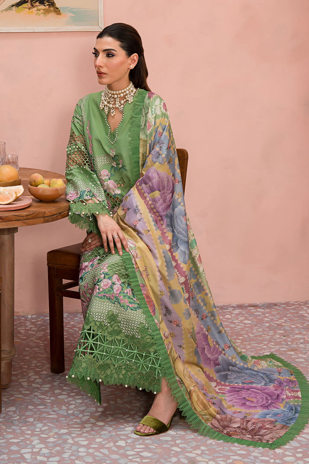 Afrozeh The Painted Garden Unstitched Lawn 3pcs - Jotey
