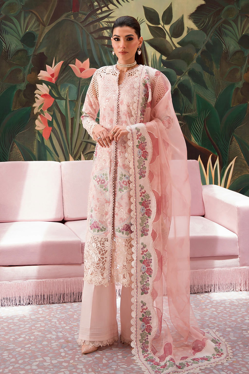 Afrozeh The Painted Garden Unstitched Lawn 3pcs - Jotey