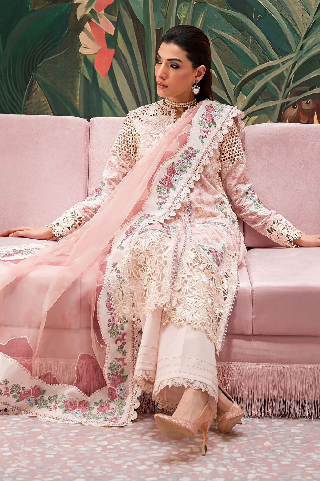 Afrozeh The Painted Garden Unstitched Lawn 3pcs - Jotey