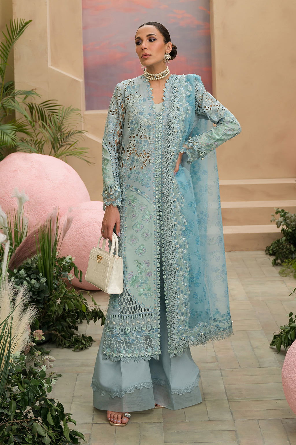 Afrozeh The Painted Garden Unstitched Lawn 3pcs - Jotey