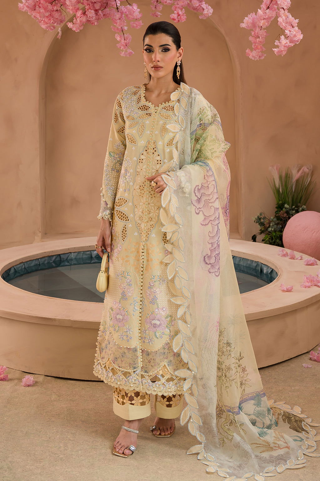 Afrozeh The Painted Garden Unstitched Lawn 3pcs - Jotey