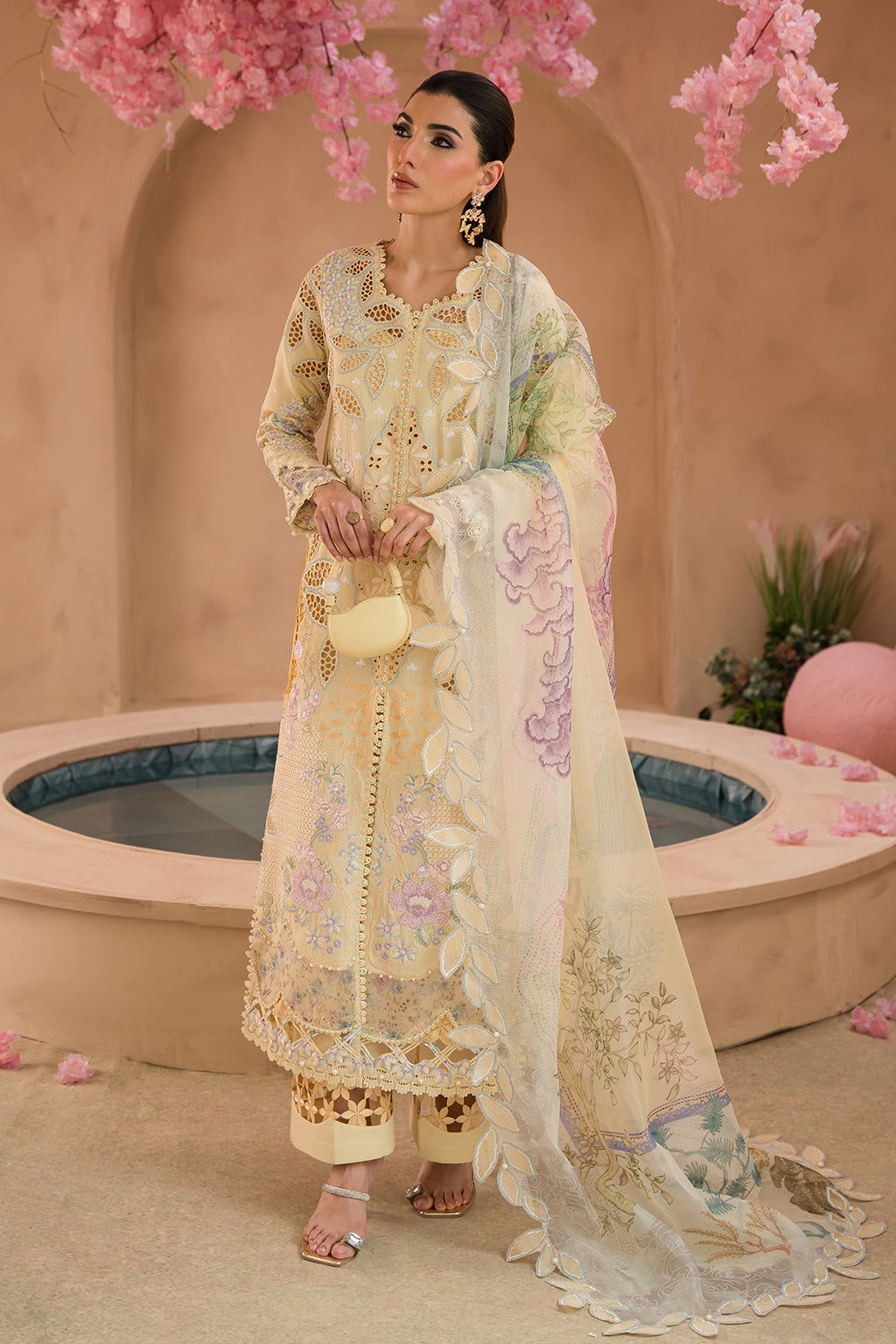 Afrozeh The Painted Garden Unstitched Lawn 3pcs - Jotey