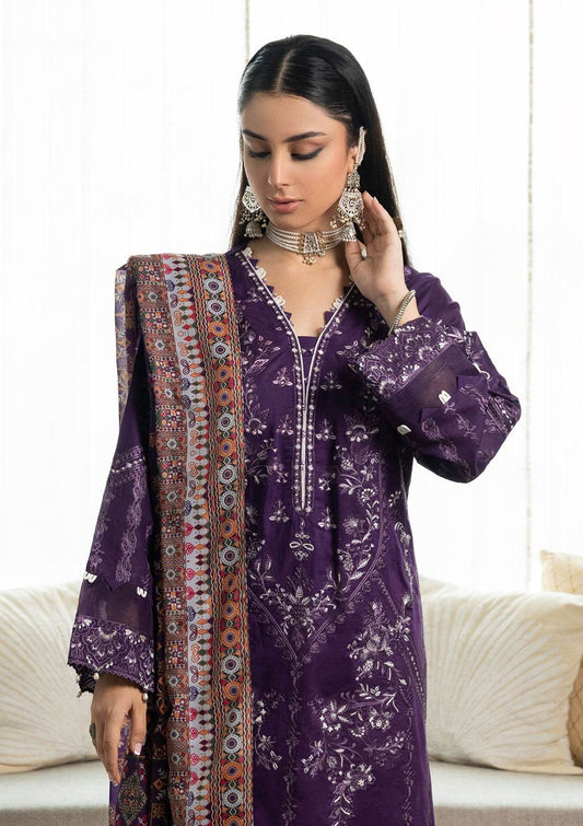 Aik Samah Embroidered Lawn Unstitched 3pcs - Jotey