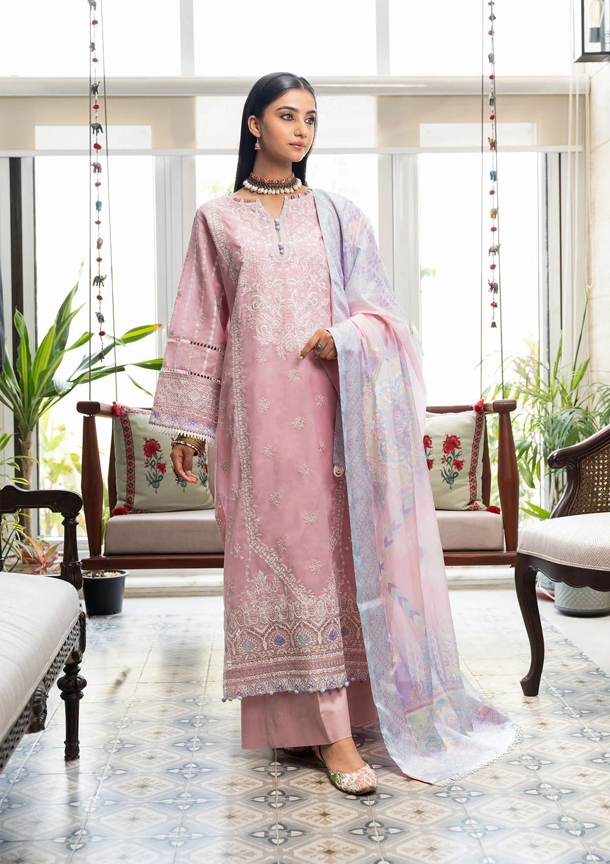 Aik Samah Embroidered Lawn Unstitched 3pcs - Jotey