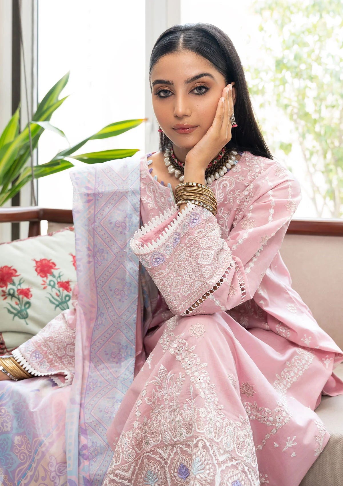 Aik Samah Embroidered Lawn Unstitched 3pcs - Jotey