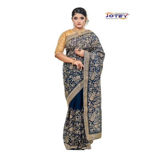 All Over Hand Embroidery Georgette Saree Jotey
