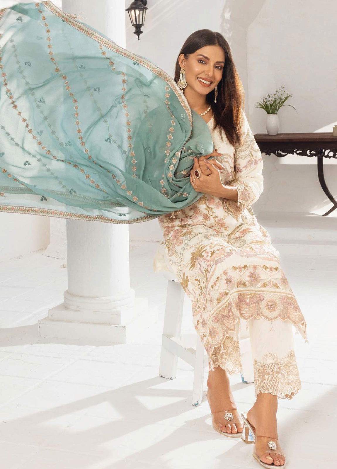 Areesha By Noori Luxury Chiffon Semi Stitched 3pcs - Jotey