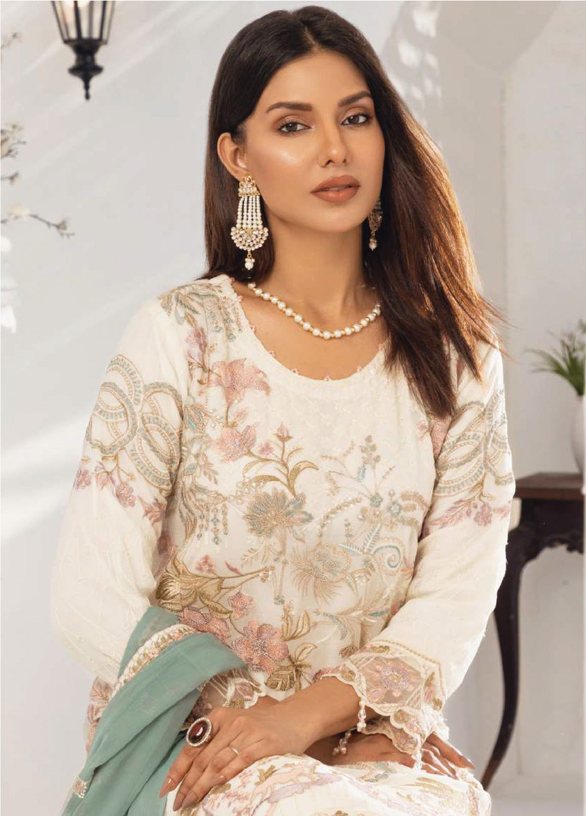 Areesha By Noori Luxury Chiffon Semi Stitched 3pcs - Jotey